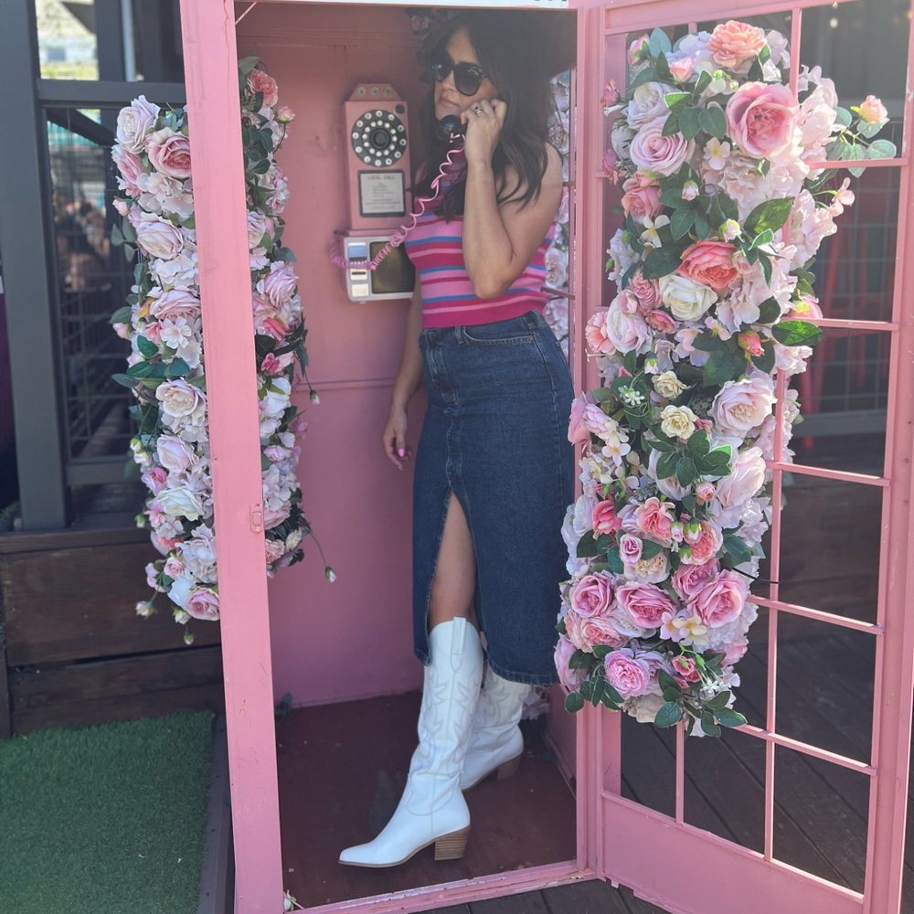 MANGO denim midi skirt